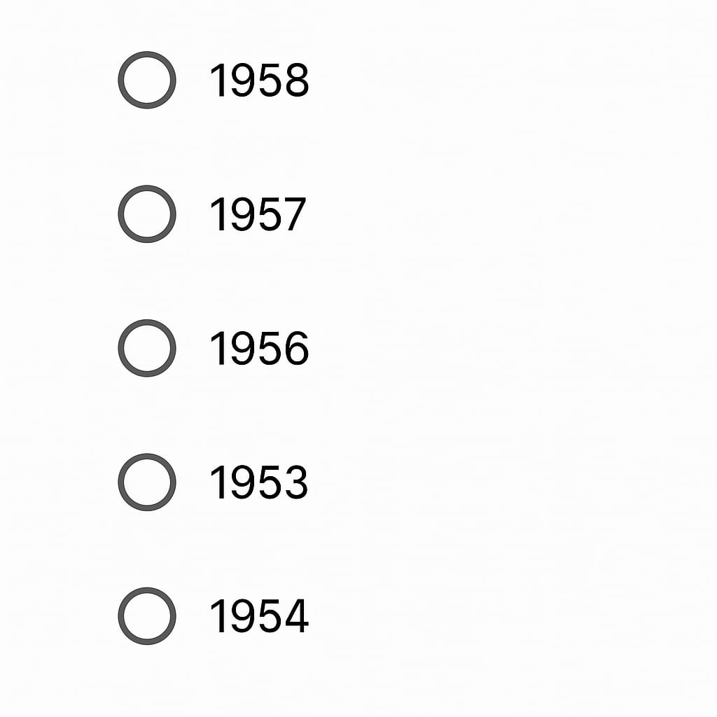 Imagem contendo varias alternativas de anos para selecinar corretamente